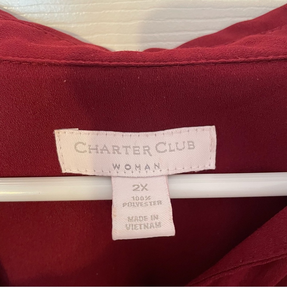 Maroon Button Down Blouse with Gold Button Detail - Picture 4 of 7